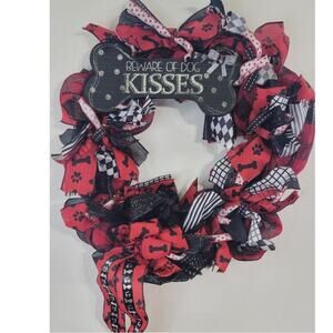 Decorative Wreath Dog Sayings "Beware Of Dog Kisses" Home Decor Farmhouse Wreath